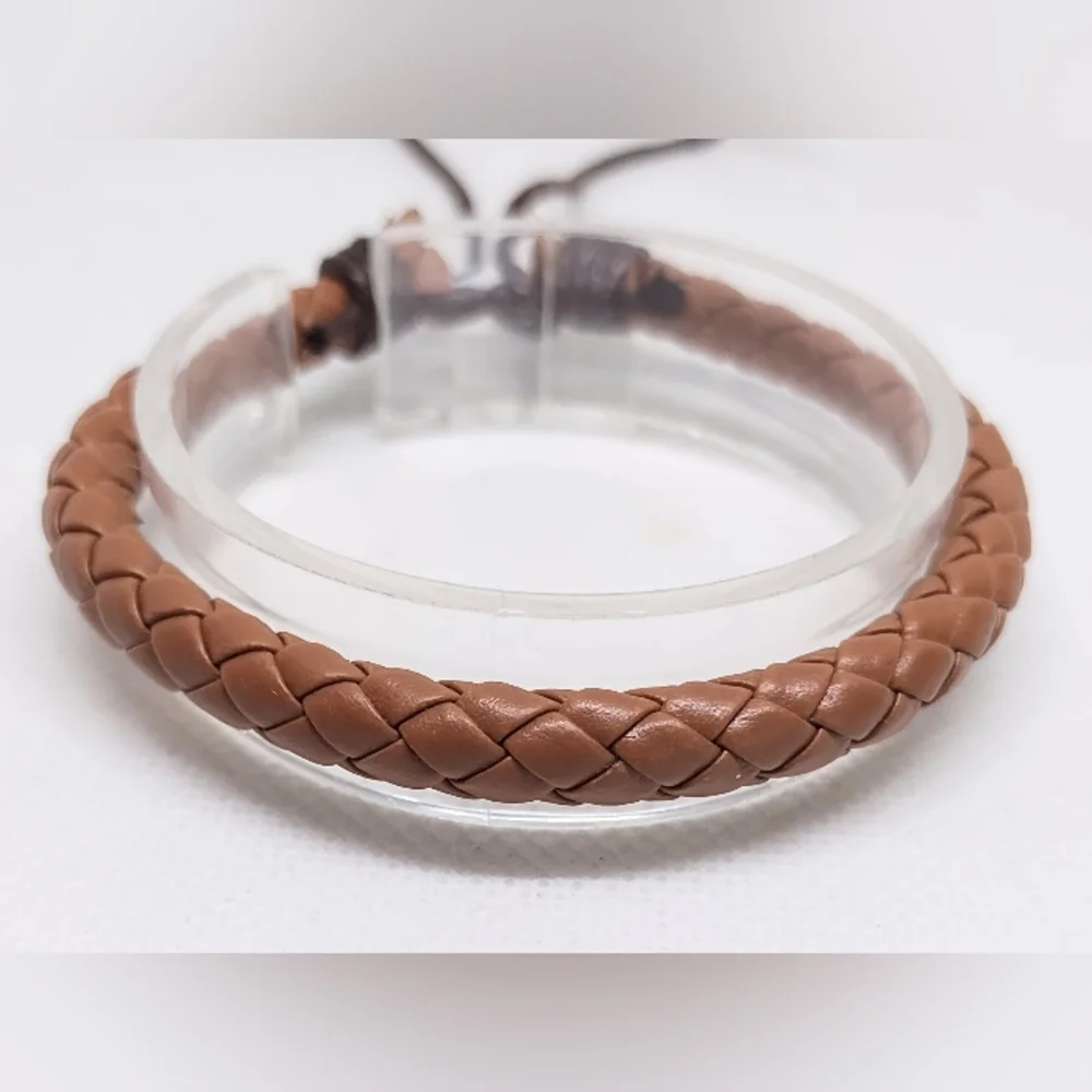 Men's‎ Bracelet Leather Braided Brown New f97